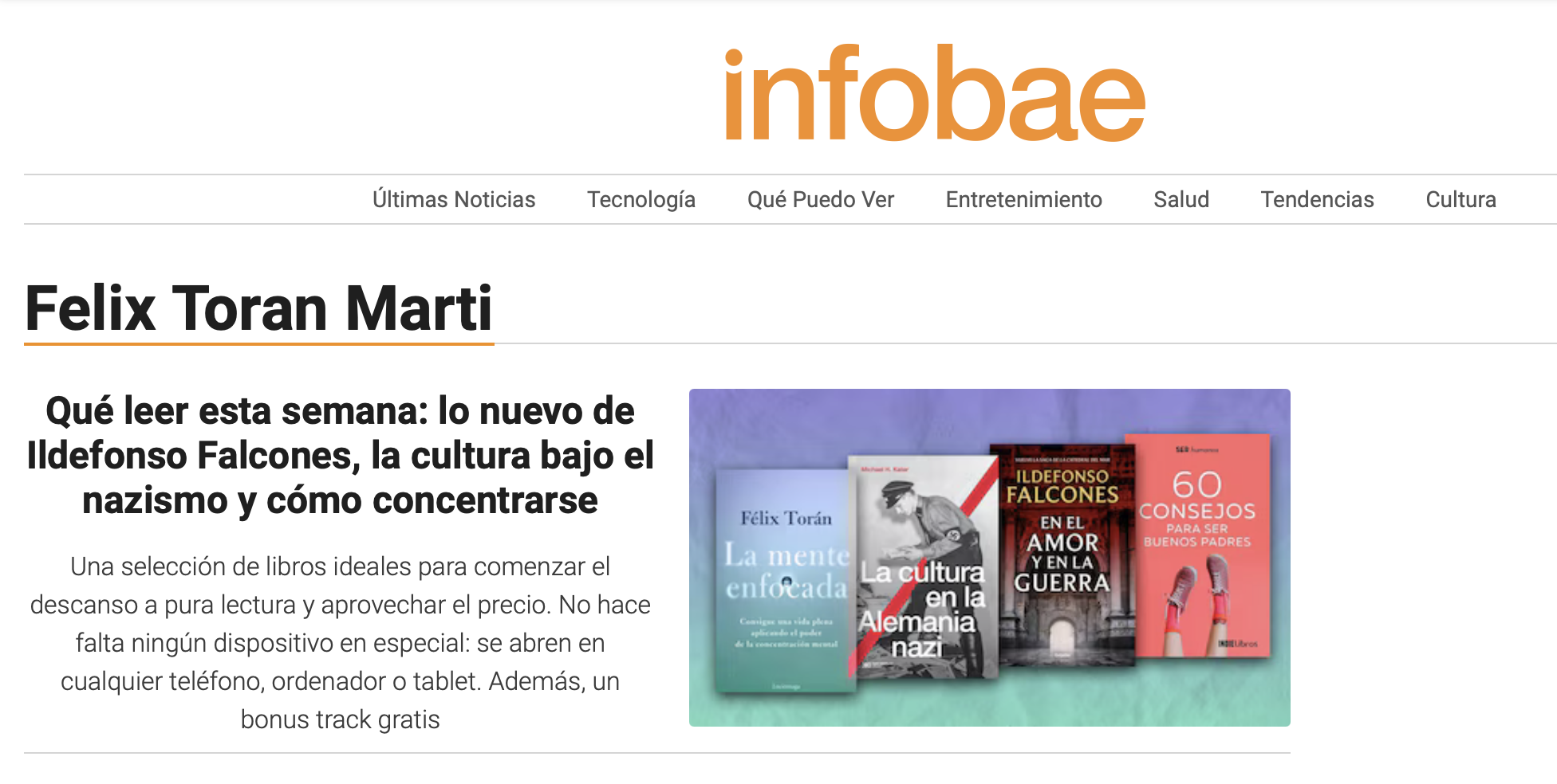 La mente enfocada recomendado por Infobae (Argentina)